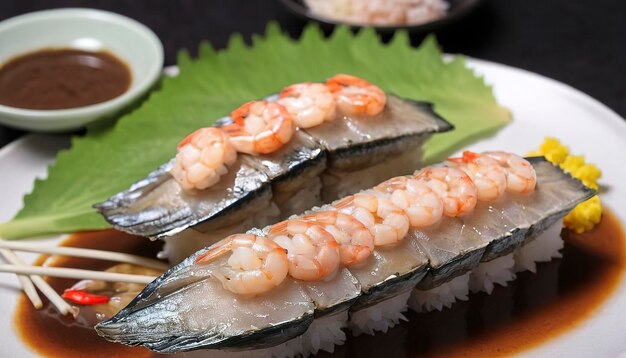 Mackerel frit avec pâte de crevettes sauce sushi nourriture de fusion