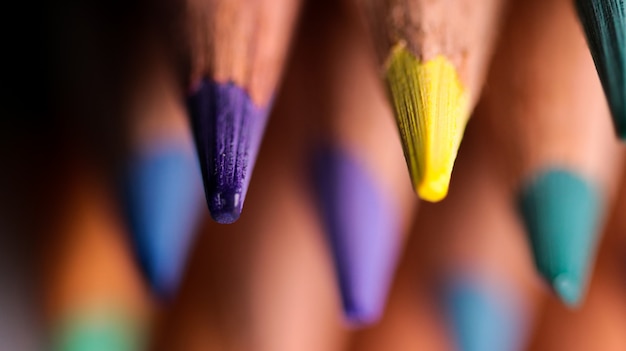 Macro Closeup shot de crayons Astuce de crayons de couleur