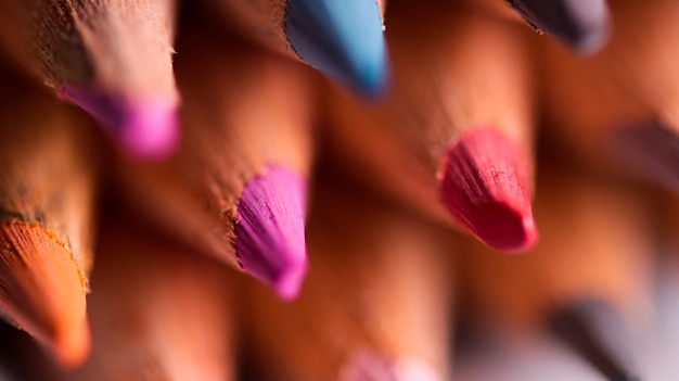 Macro Closeup shot de crayons de couleur