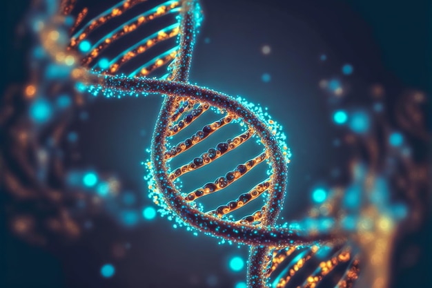 Macro à double hélice de brin d'ADN humain IA générative