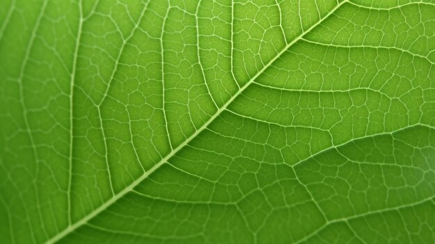 Macro de feuilles vert clair à fond naturel Ai Génératif