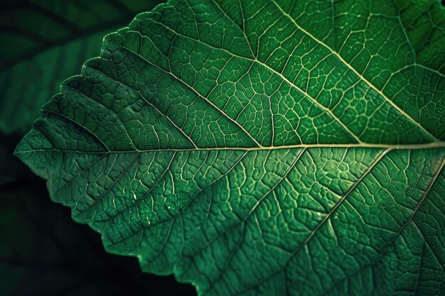 Macro de feuilles vertes généré par l'IA