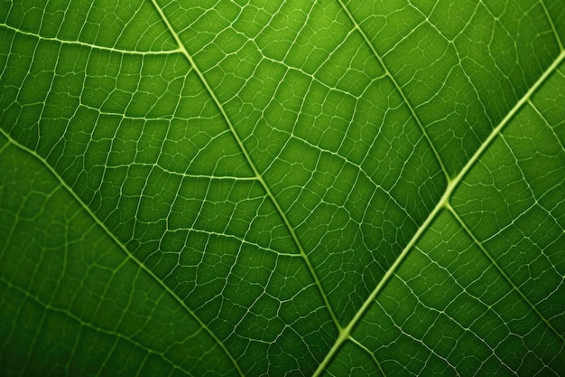 Photo macro de feuilles vertes généré par l'ia