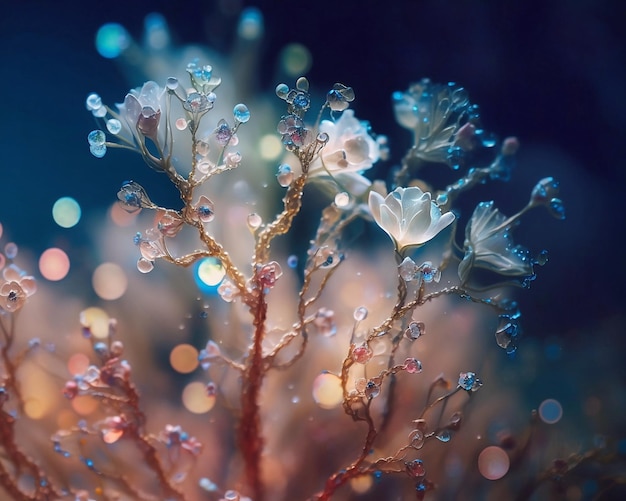 Macro de fleurs blanches fantaisie