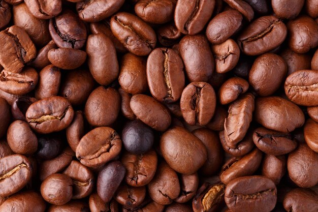 Photo macro gros plan de grains de café