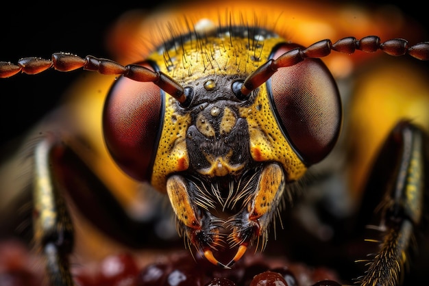 Macro gros plan de la tête d'insecte