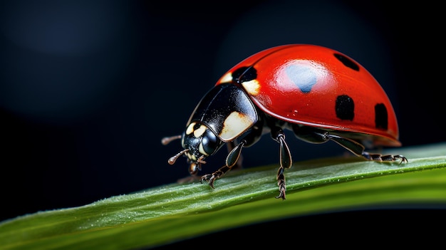 Macro Marvel Ladybug en gros plan avec des détails exquis