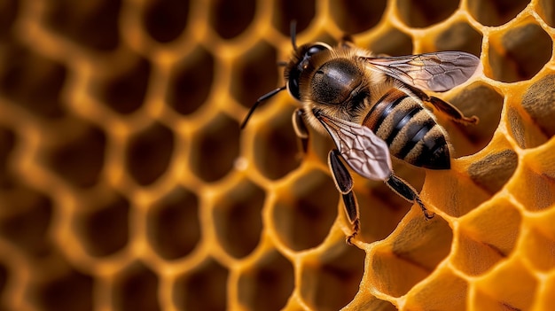 Macro photo d'abeille Illustration AI GenerativexA