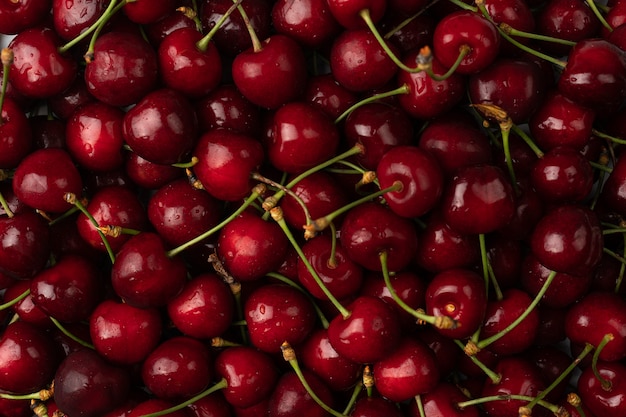 Macro photo cerise fraîche Stock photo fond cerise mûre sucrée, saisons alimentaires saines été