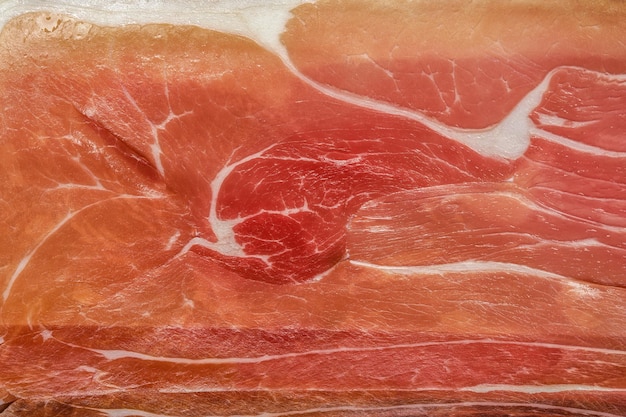 Macro photo de tranches de prosciutto