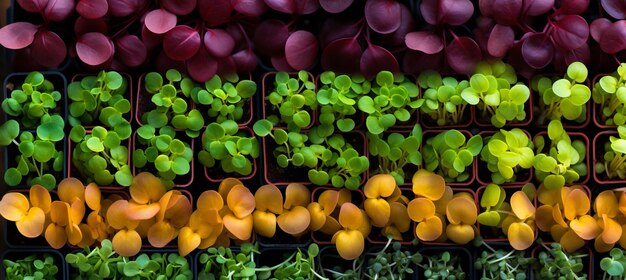 Photo une macro-photographie captivante de microgreens vibrants mettant en valeur leur attrait délicat et riche en nutriments