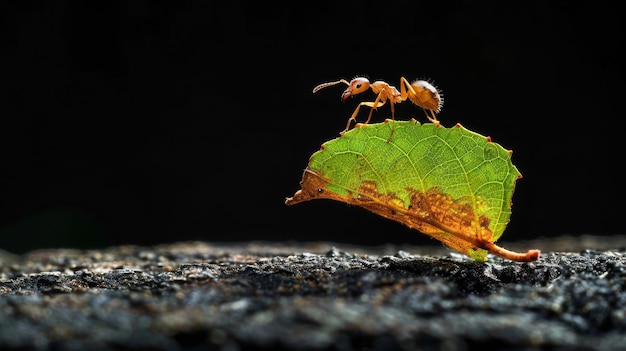 Une macro-photographie de fourmis se rassemblant autour d'une goutte de nectar sucré