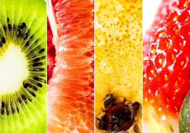 Photo macro photographie de fruits assortis arrière-plan pour le supermarché panneau d'affichage pour une épicerie