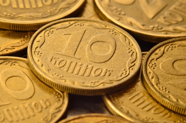 Macro de pièces de monnaie ukrainiennes