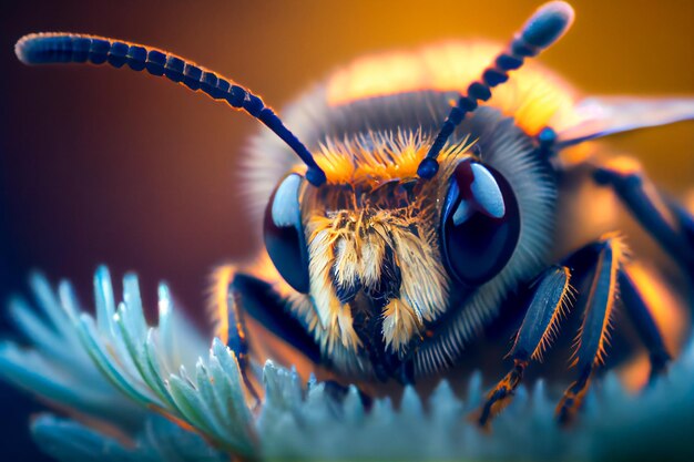 Macro portrait d'abeille AIxA générative