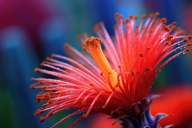 Macro prise d'aiguilles de cactus et de fleurs vibrantes créées avec l'AI générative