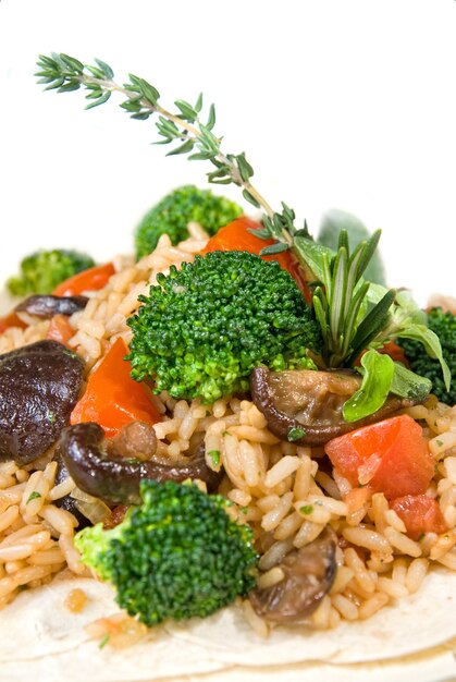 Macro de risotto aux légumes