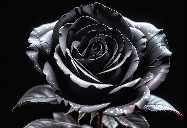 macro rose noire sur fond noir