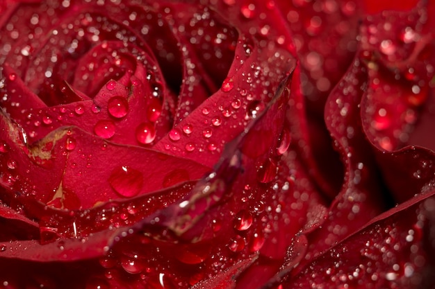 Macro Rose Rouge Humide