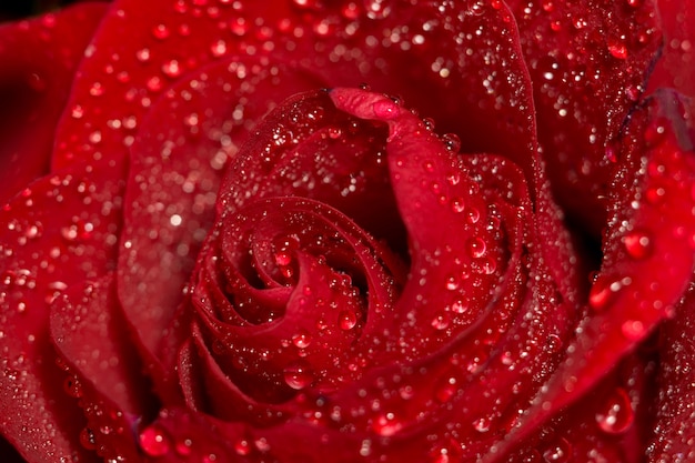 Macro Rose Rouge Humide