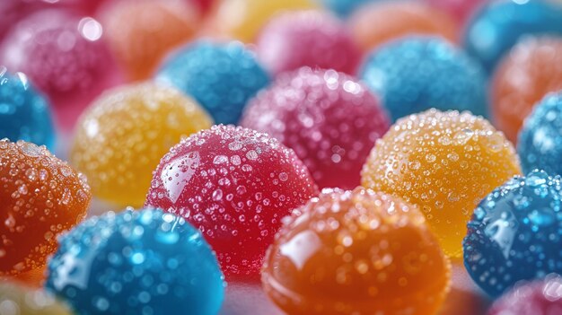 Un macro shot de bonbons colorés