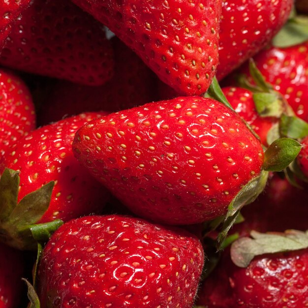 Macro shot sur un groupe de fraises