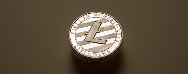 Macro Shot d'une monnaie crypto Litecoin