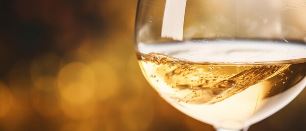 Un macro shot de vin blanc avec des bulles vibrantes