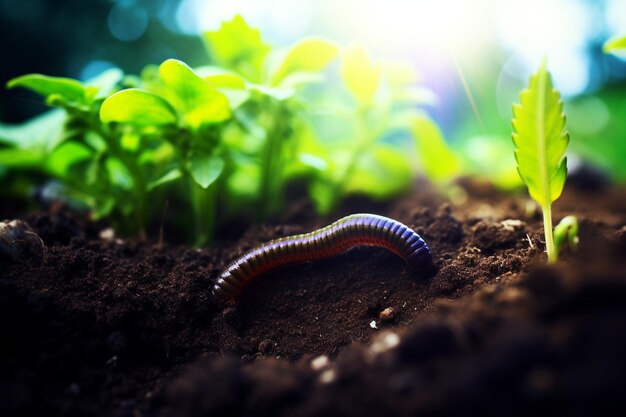 Macro vers sur la plante