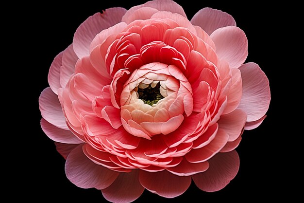 Macrographie de la fleur de ranunculus rose