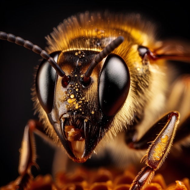 Photo une macrophotographie d'une abeille