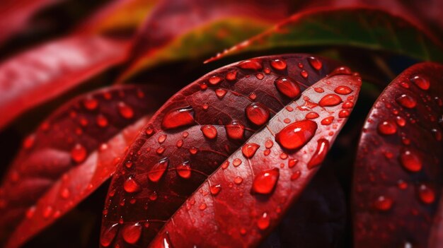 Macrophotographie de feuilles rouges Image IA générative weber