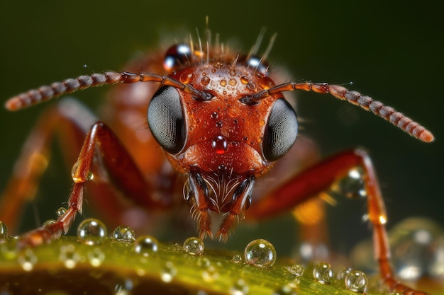 Macrophotographie de fourmis gros plan mise au point peu profonde AI générative