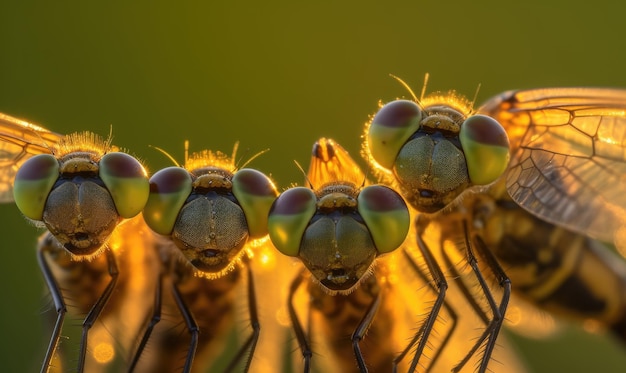 La macrophotographie révèle les détails complexes du selfie d'une libellule Création à l'aide d'outils d'IA génératifs