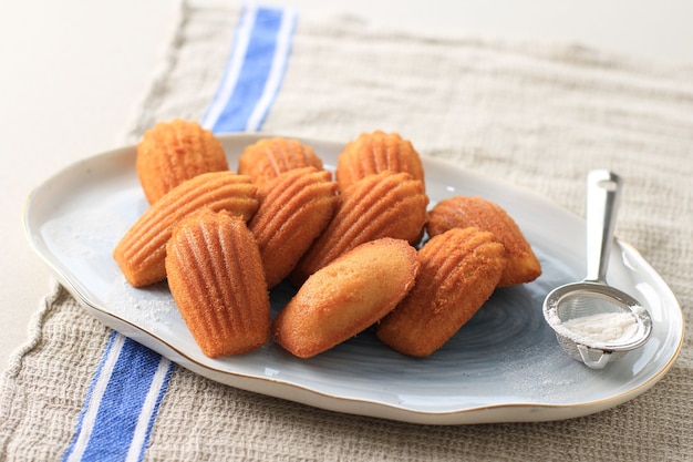 Madeleine, Célèbre Pâtisserie Française Saupoudrée de Sucre