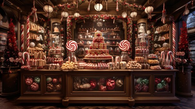 Photo le magasin de bonbons de noël