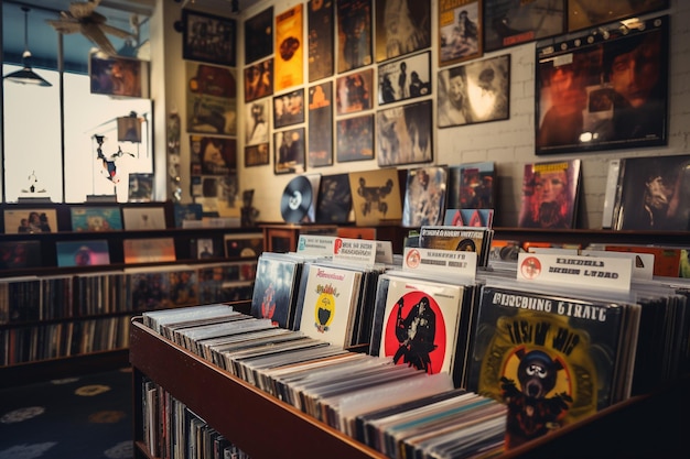 Photo le magasin de disques en vinyle rétro interiorxa