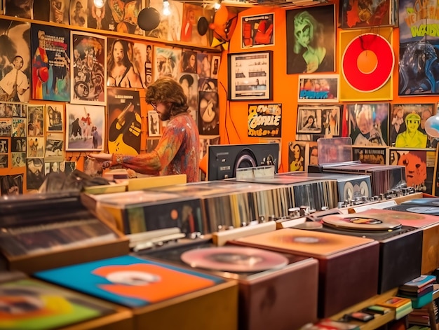 Un magasin de disques vinyles