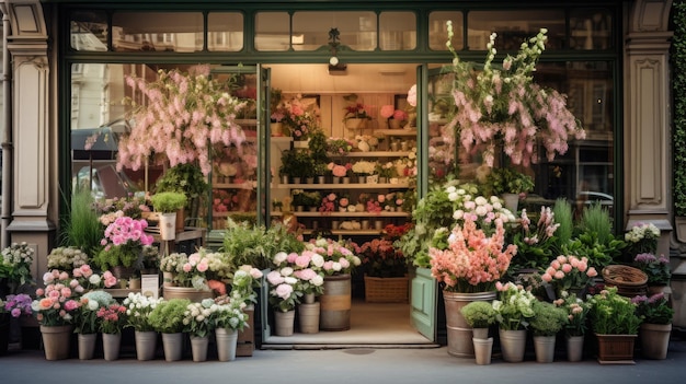 Photo un magasin de fleurs avec une porte qui dit 
