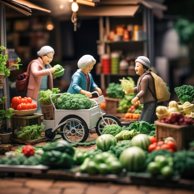 Photo un magasin de légumes en miniature