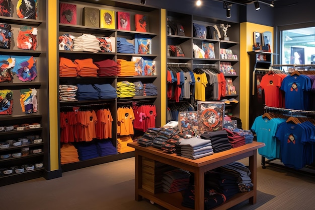 Un magasin présentant une gamme de marchandises et de vêtements colorés parfait pour n'importe quelle occasion