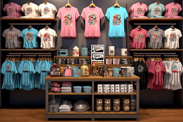 Un magasin présentant une gamme de marchandises et de vêtements colorés parfait pour n'importe quelle occasion