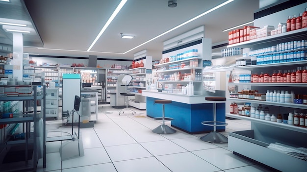 un magasin avec un tableau blanc avec le mot pharmacie dessus