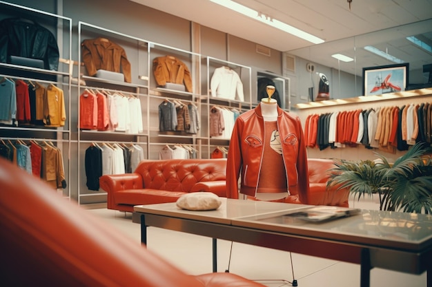 Photo un magasin de vêtements avec un mannequin au milieu de la pièce adapté à des projets liés à la mode