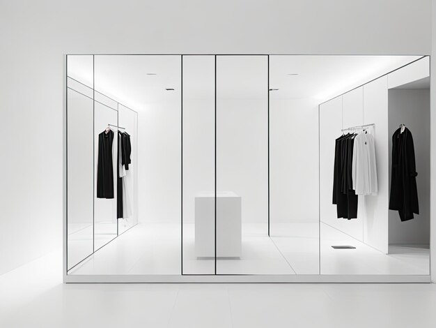 un magasin de vêtements minimalistes avec un miroir génératif ai