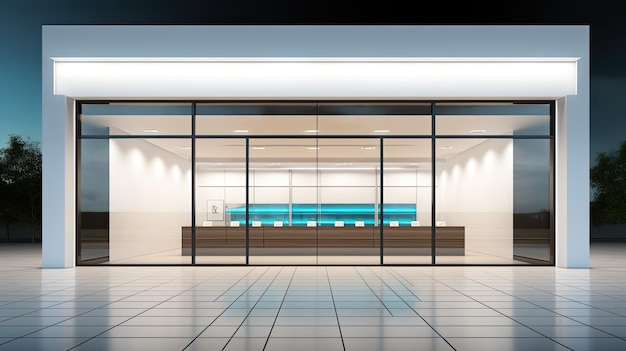 Magasin vide moderne magasin spacieux avec de grandes fenêtres pour l'affichage et à des fins commerciales