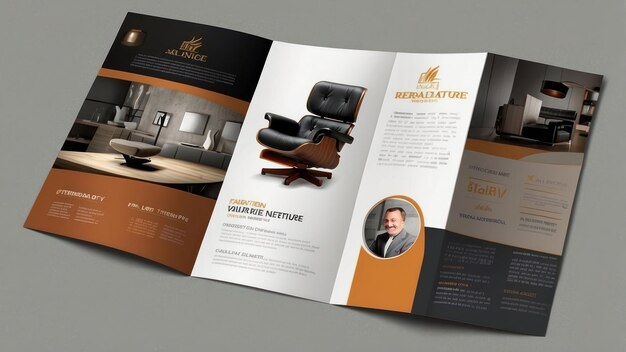 Magazin ouvert sur le design de meubles avec un fauteuil moderne sur fond gris