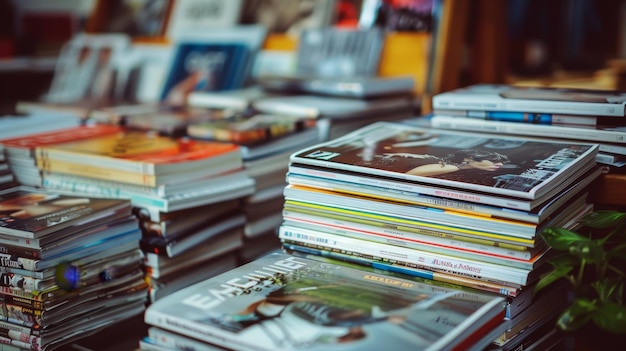 Des magazines sur la table.