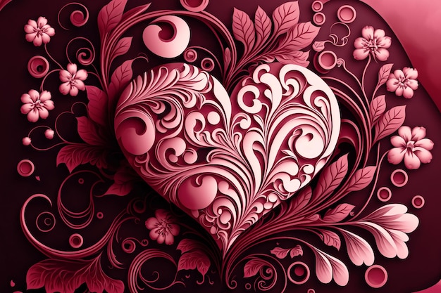 Magenta coeur rouge abstrait Saint Valentin amour Art numérique Illustration