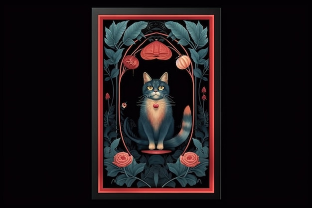 Le magicien Chat Tarot carte illustration générative ai